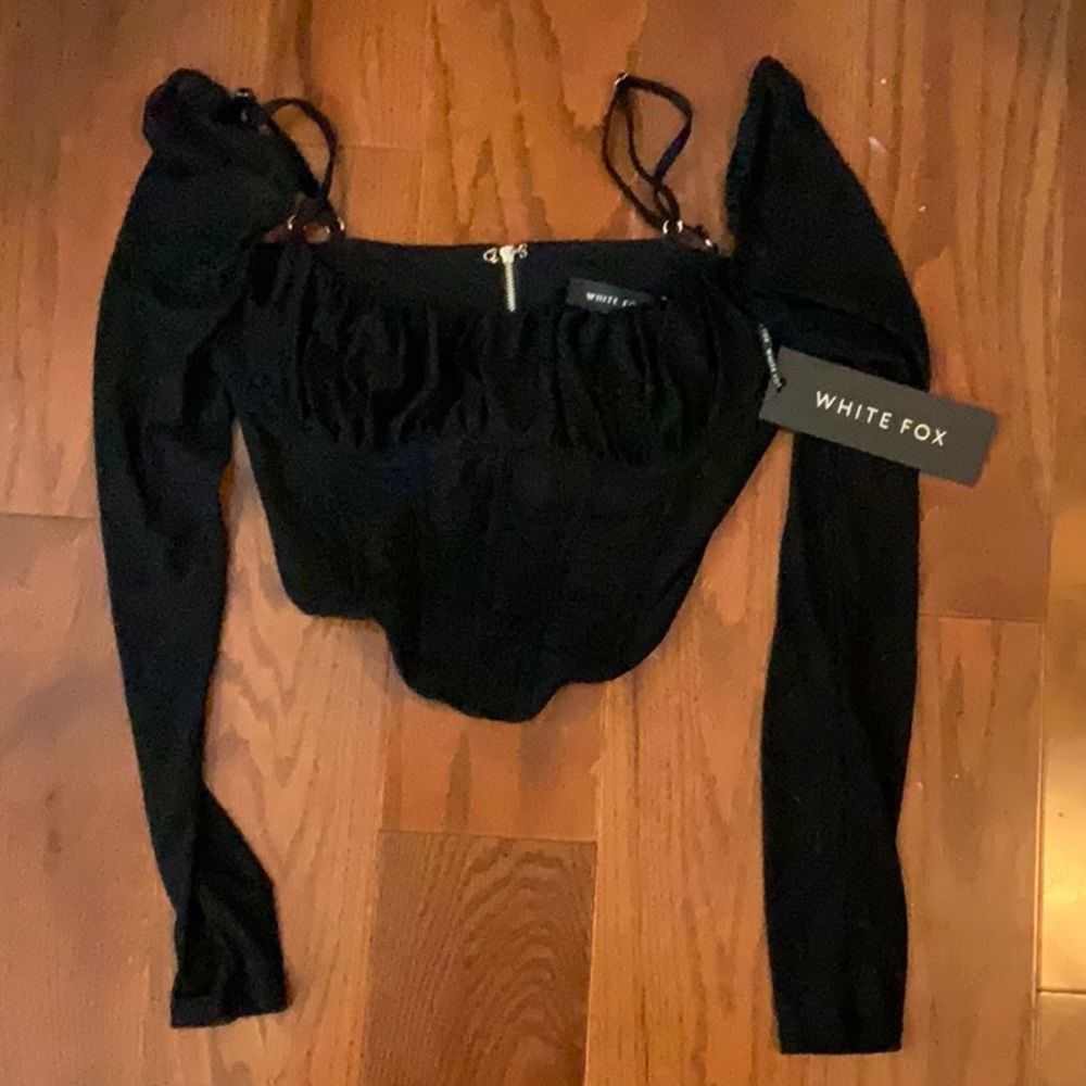Black long sleeve corset top